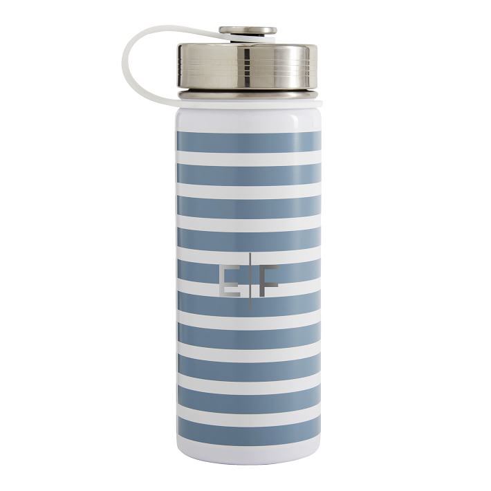 Northfield Stripe light Blue Slim Water Bottle