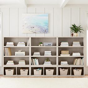 Costa 3-Shelf Bookcases with Cubby Bases, Set of 3 (120&quot;)