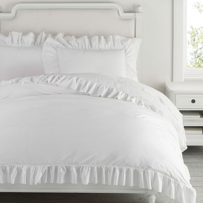 Pottery Barn Tencel Ruffle deals Duvet - Queen