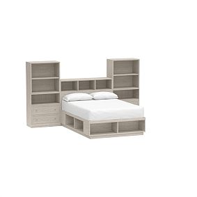 Stack Me Up Storage Bed Set, Brushed Fog (1 Storage Bed & Hutch, 2 Two Drawer, 2 Cubby, 2 Base)