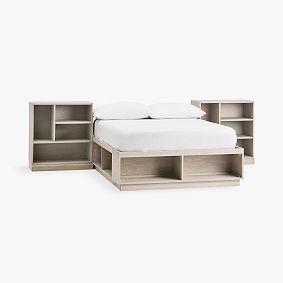 Stack Me Up Platform Storage Bed &amp; Mixed Shelf Bookcase Set