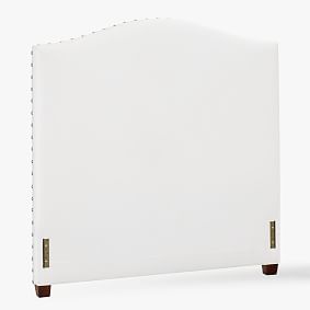 Raleigh Camelback Nailhead Upholstered Headboard, Single, Twill White