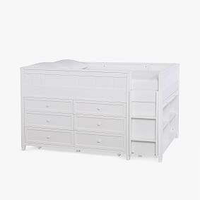 Beadboard Low Loft Bed, Double, Simply White