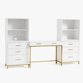 Blaire Writing Desk + Drawer Storage Superset, Simply White