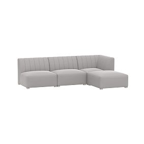Avalon L-Shaped Sectional Set, Lustre Velvet Light Grey