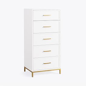 Blaire 5-Drawer Small Space Dresser,  Laquered Simply White