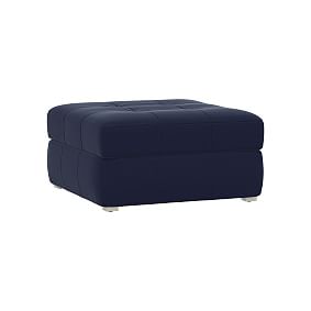 Baldwin Storage Ottoman, Lustre Velvet Dusty Indigo