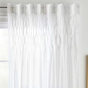 Smock Pleated Sheer, 52" x 84", White