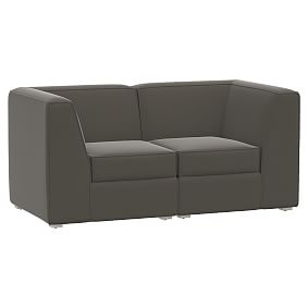 Riley Storage Loveseat, Lustre Velvet Charcoal