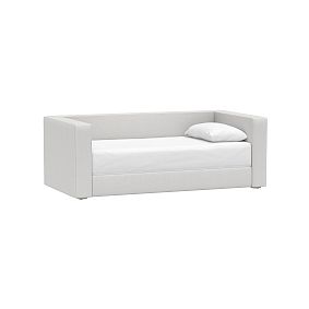 Jamie Upholstered Daybed, Single, Brushed Crossweave Light Grey