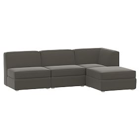 Riley Storage L-Shaped Sectional, Lustre Velvet Charcoal