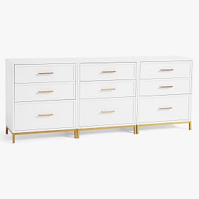 Blaire Triple 3-Drawer Wide Storage Cabinet & Base, Simply White