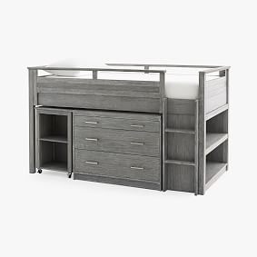 Sleep &amp; Study&#174; Low Loft Bed, Single, Brushed Charcoal