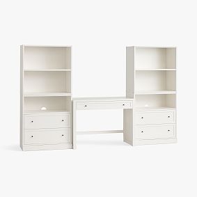 Stack Me Up Writing Desk, 2 Cubby, 2 2-Drawer & 2 Base Set, Simply White