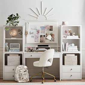 Chunky Boucle Ivory Andie Swivel Desk Chair