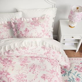 LoveShackFancy Damask Ruffle Duvet Cover