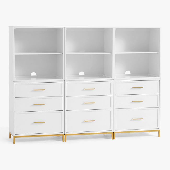 Blaire Triple Tall Bookcase with Drawers (75&quot;)