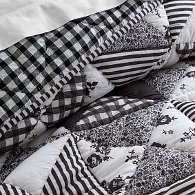 Emily &amp; Meritt Black &amp; White Patchwork Quilt