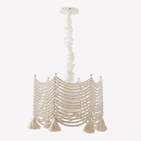 Hexagon Wooden Beaded Tassel Pendant