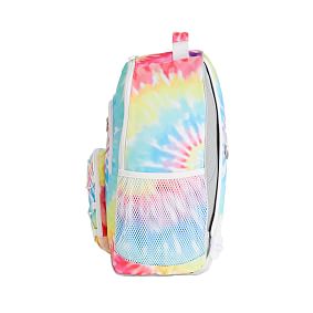 Rainbow Tie-Dye Backpack and Solid White Slim Water Bottle Bundle