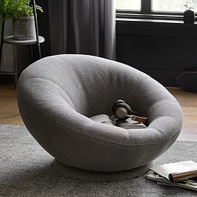 Tweed Charcoal Groovy Swivel Chair