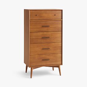 west elm x pbt Mid-Century 5-Drawer Tall Dresser, Acorn