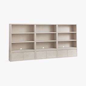 Costa Wall System Triple Super Set, 3 3-Shelf and 3 Drawers, Weathered White