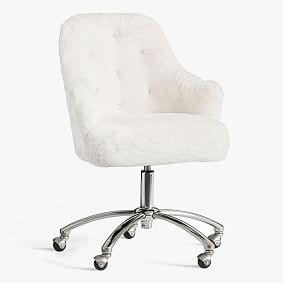 Tufted Swivel Desk Chair, Polar Bear Ivory