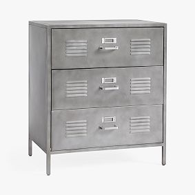 Locker 3 Drawer Dresser, Galvinized Metal