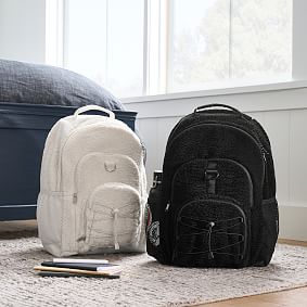 Gear-Up Solid Cozy Black Sherpa Backpack