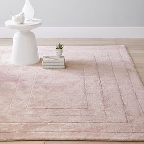 Luxe Carved Border Viscose Rug - Blush