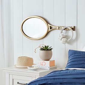 Tennis Racket Mirror with Hooks