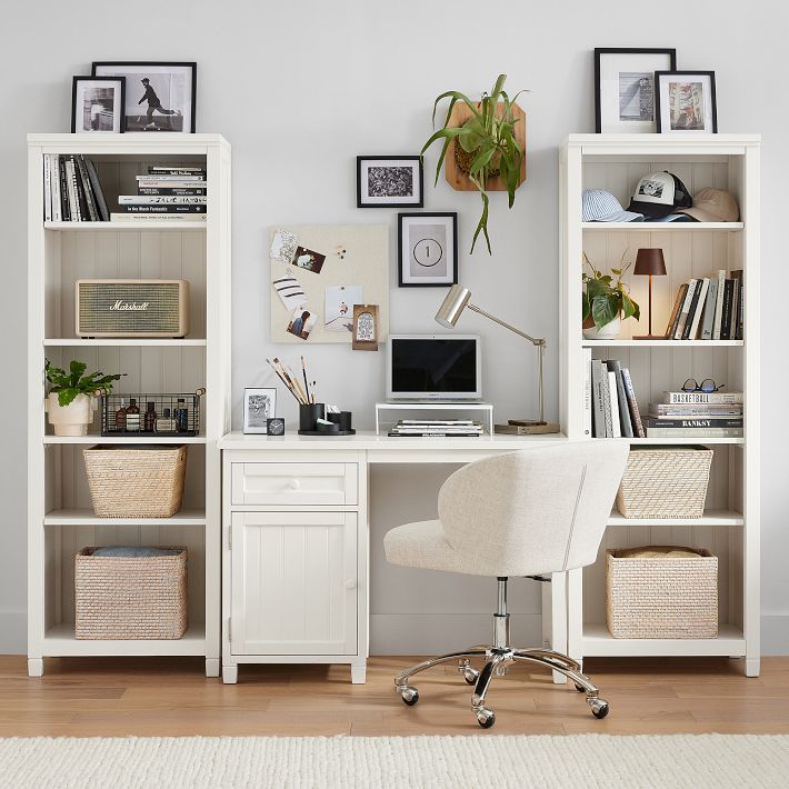 Beadboard Space-Saving Desk &amp; Tower Set (83&quot;&ndash;92&quot;)