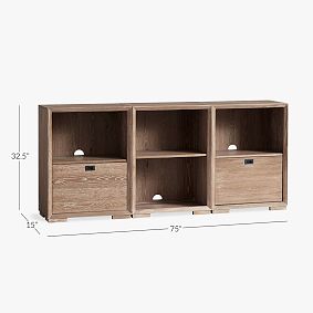 Callum 2-Drawer Bookcase with Cubbies (75&quot;)