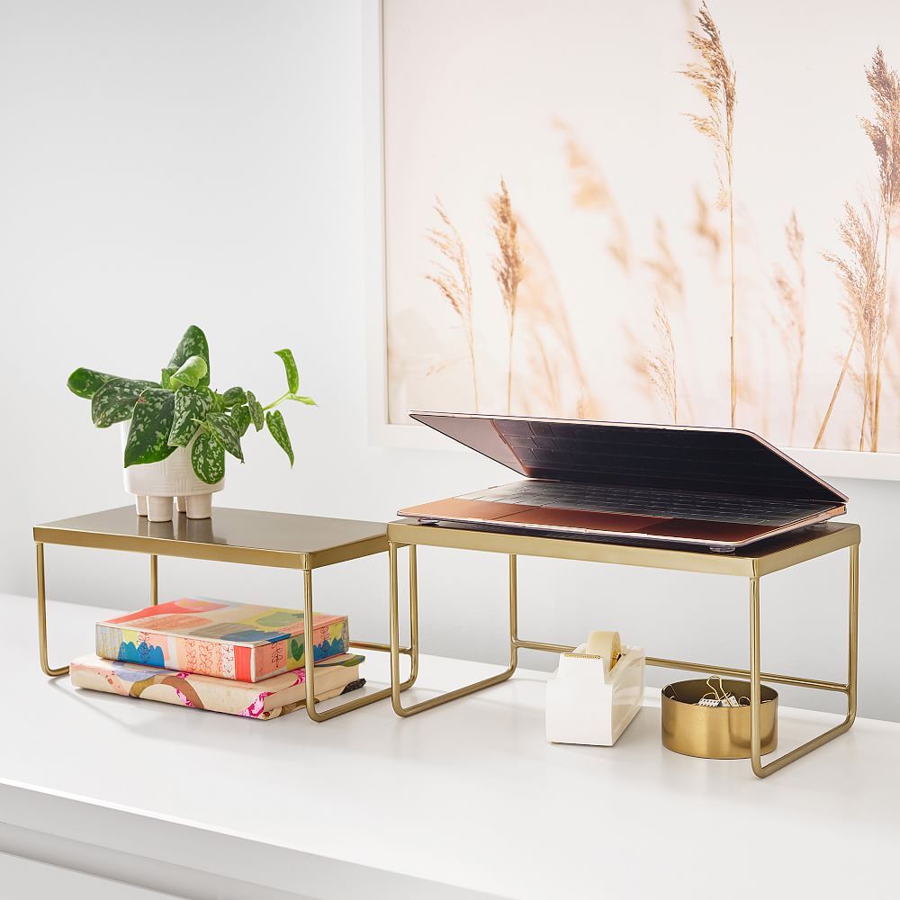Gold Metal Desk Shelves
