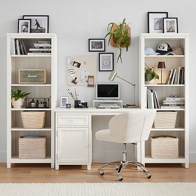 Beadboard Space-Saving Desk &amp; Tower Set (83&quot;&ndash;92&quot;)
