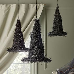 Black Vine Floating Witch Hats - Set of 3