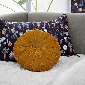 Luster Velvet Pleated Round Pillow