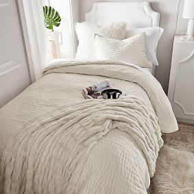 Ruched Faux Fur Throw