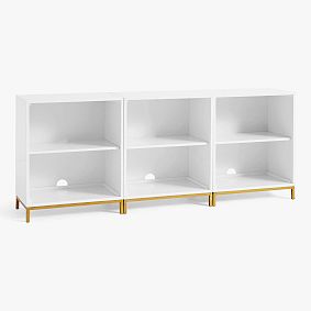 Blaire Triple 2-Shelf Low Bookcase & Base, Simply White