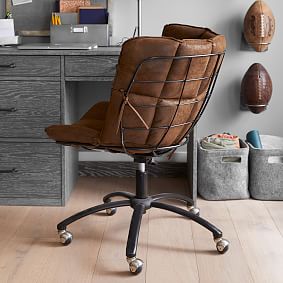 Textured Faux Suede Tobacco Glove Swivel Desk Chair