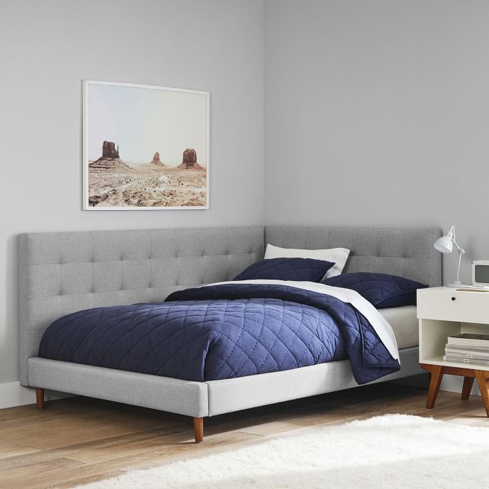 west elm x pbt Grid Tufted Corner Platform Bed