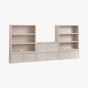 Costa Wall System Media Set, 2 3-Shelf and 4 Drawers, Weathered White