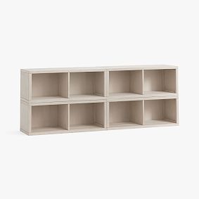 Costa Wall System Low Bookcase Set, 8 Cubby, Weathered White