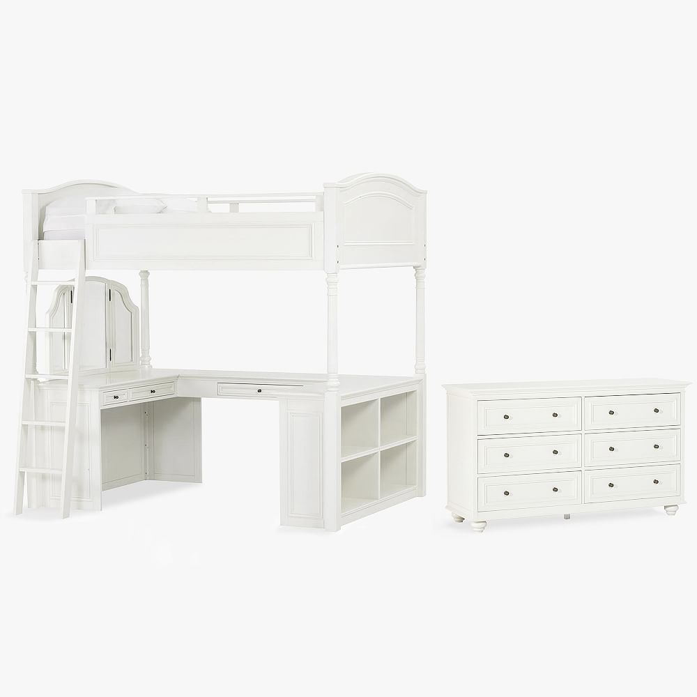 Chelsea Vanity Loft Bed &amp; 6-Drawer Dresser Set