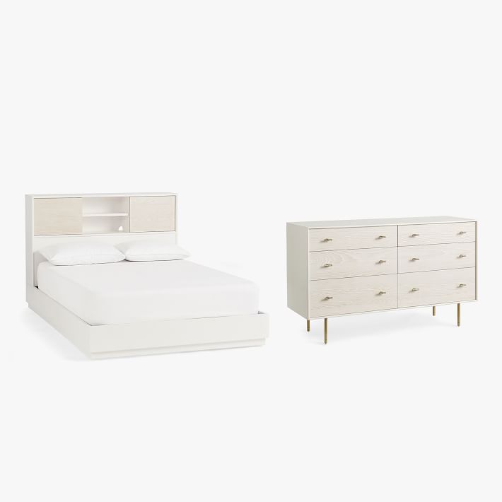 west elm x pbt Modernist Headboard Storage Bed &amp; 6-Drawer Dresser Set