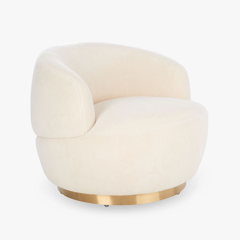 Flynn Faux-Lamb Wool Swivel Chair