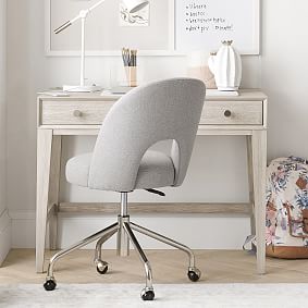 Simple Basketweave Silver Andie Swivel Desk Chair