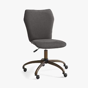 Airgo Swivel Desk Chair, Chenille Plain Weave Washed Charcoal