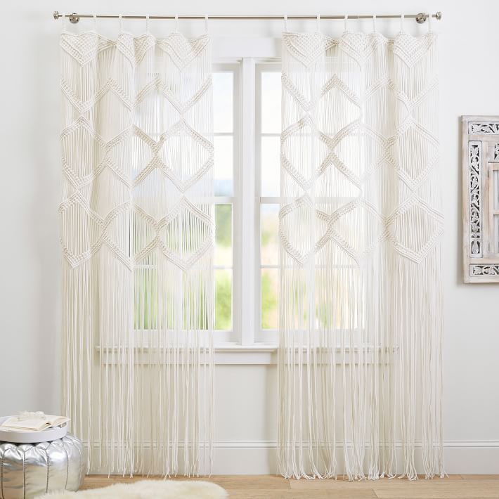 Boho Macram&#233; Curtain - White